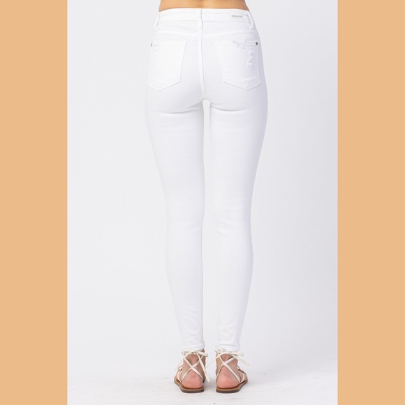 JUDY BLUE | Mid-Rise White Destroyed Skinny Jeans - Style #82280 NWT - Picture 5 of 7